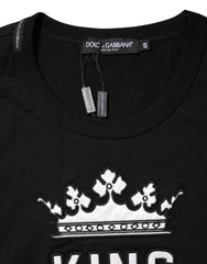 Black DG King Crown Cotton Crew Neck T-Shirt