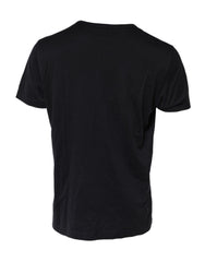 Dark Blue Logo Plaque Cotton Crewneck T-Shirt