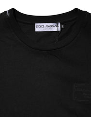 Black Logo Plaque Cotton Crew Neck T-Shirt