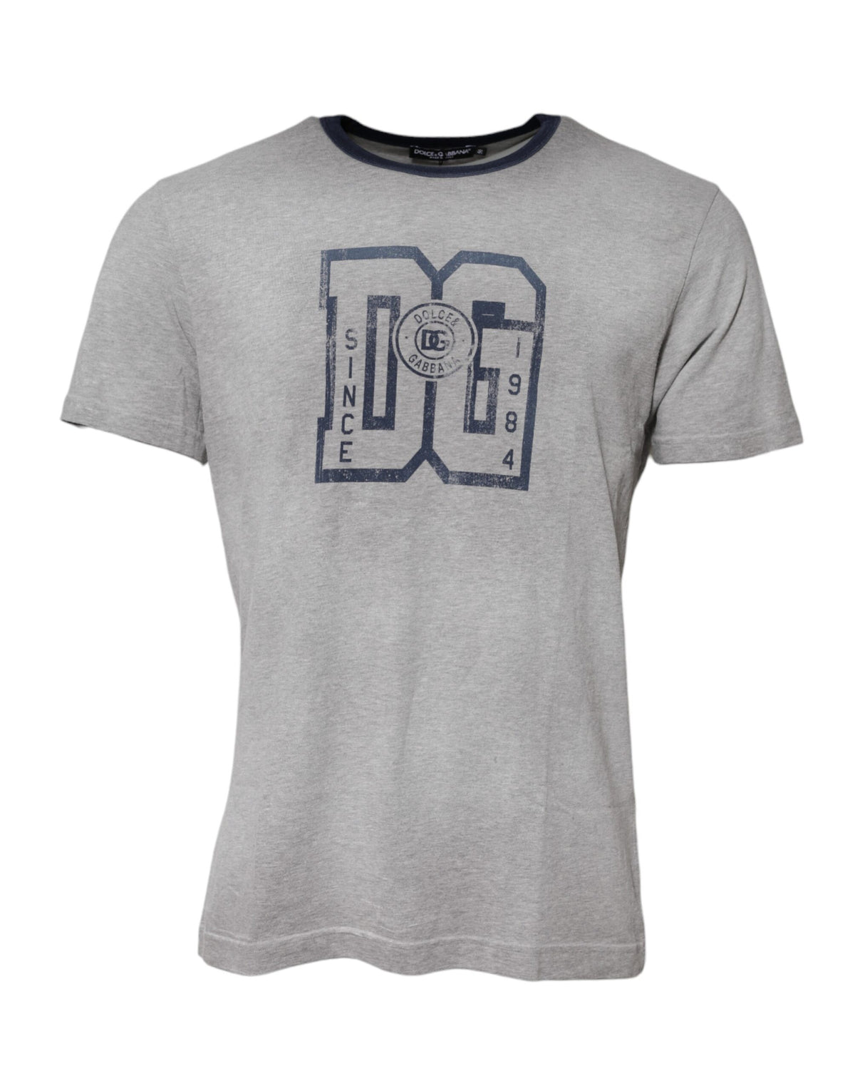 Gray DG Graphic Print Cotton Crewneck T-Shirt