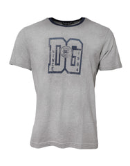 Gray DG Graphic Print Cotton Crewneck T-Shirt
