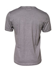 Gray Graphic Print Cotton Crew Neck T-Shirt