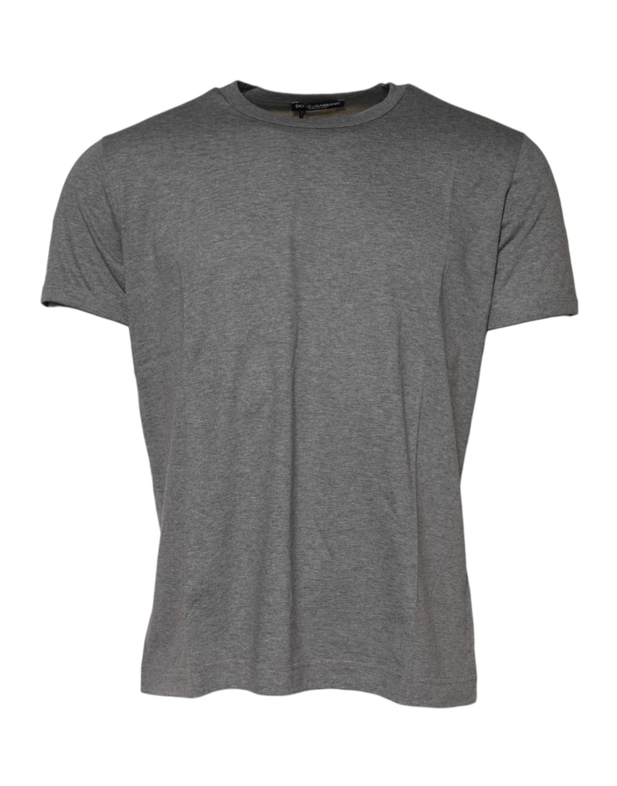 Gray Cotton Crew Neck Short Sleeves T-Shirt