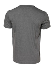 Gray Cotton Crew Neck Short Sleeves T-Shirt