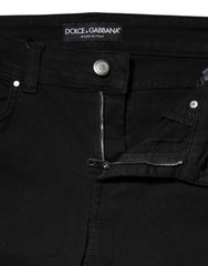 Black Cotton Skinny Mid Waist Denim Jeans
