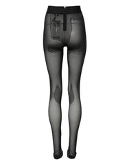 Black Nylon Leggings Stretch Pants 