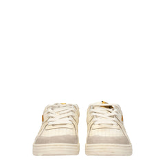 Beige Leather Chunky Sneakers