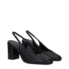 Black Leather High Heel Pumps
