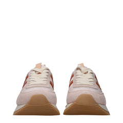 Pink Fabric Chunky Sneakers