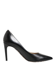 Black Calf Leather Stiletto Heels Pumps Shoes