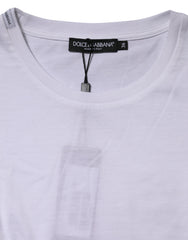 White Cotton Crew Neck Short Sleeves T-Shirt