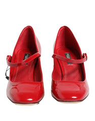 Red Leather DG Logo Heels Sandals Shoes