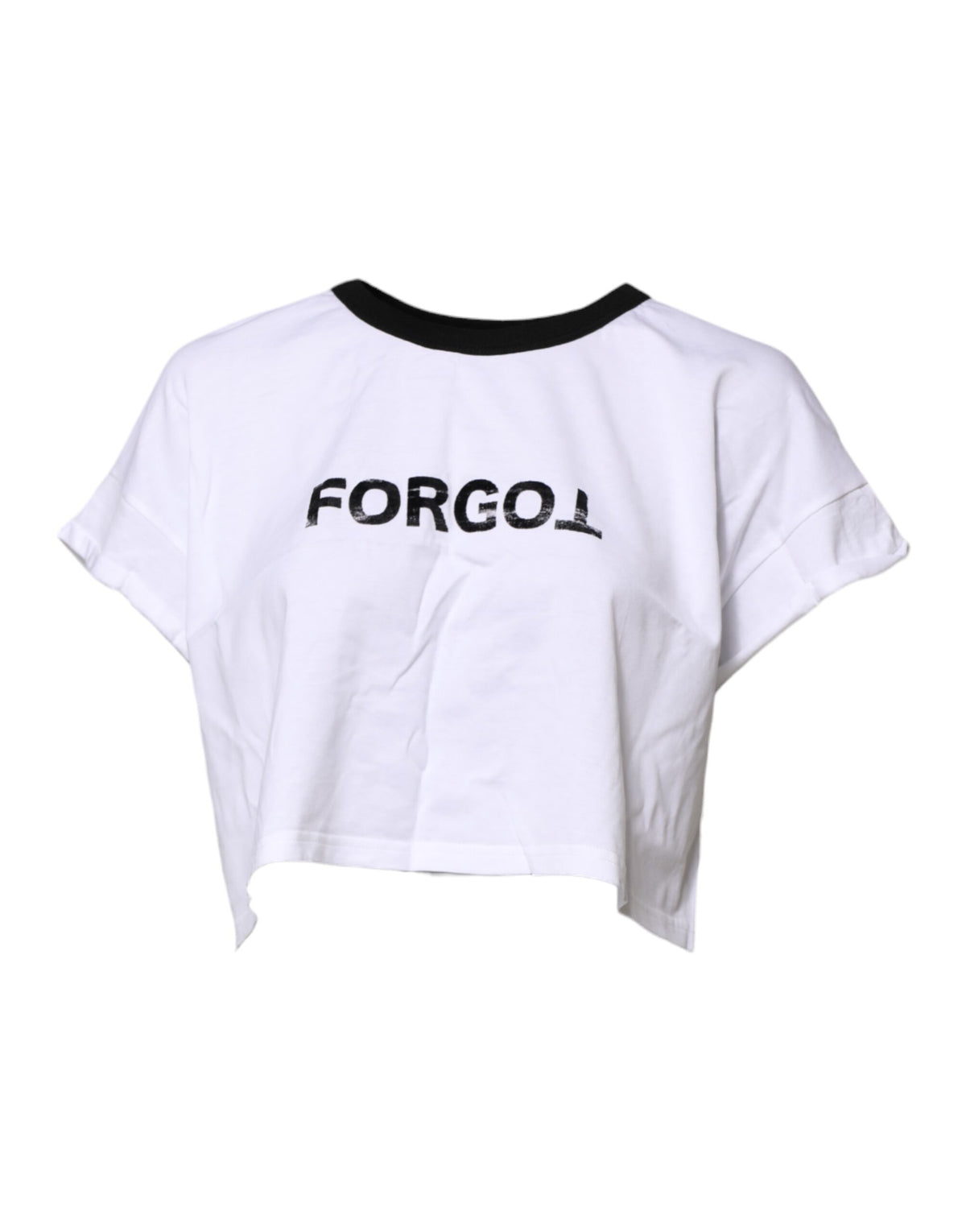 White Cotton Crew Neck Cropped Top T-Shirt