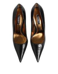 Black Exotic Leather Stiletto Pumps Shoes