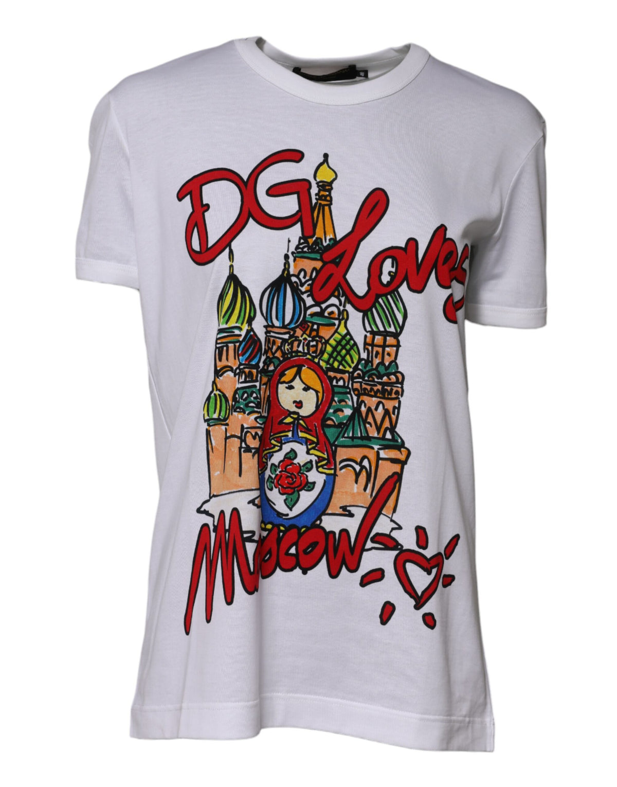 White DG Loves Moscow Cotton Crew Neck T-Shirt