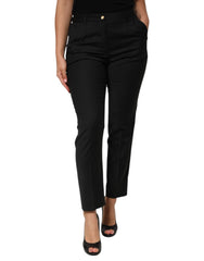 Black Polyester Tapered Women's Trouser Pants