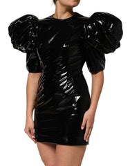 Black Bodycon Sheath Puff Sleeve Mini Dress