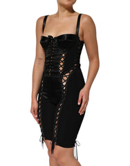 Black Corset Lace Bodycon Jumpsuit Mini Dress