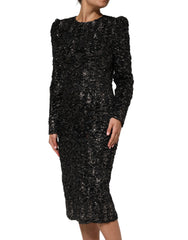 Black Sequin Bouclé Tweed Sheath Dress