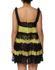 Yellow Black Babydoll Chemise Lingerie Dress