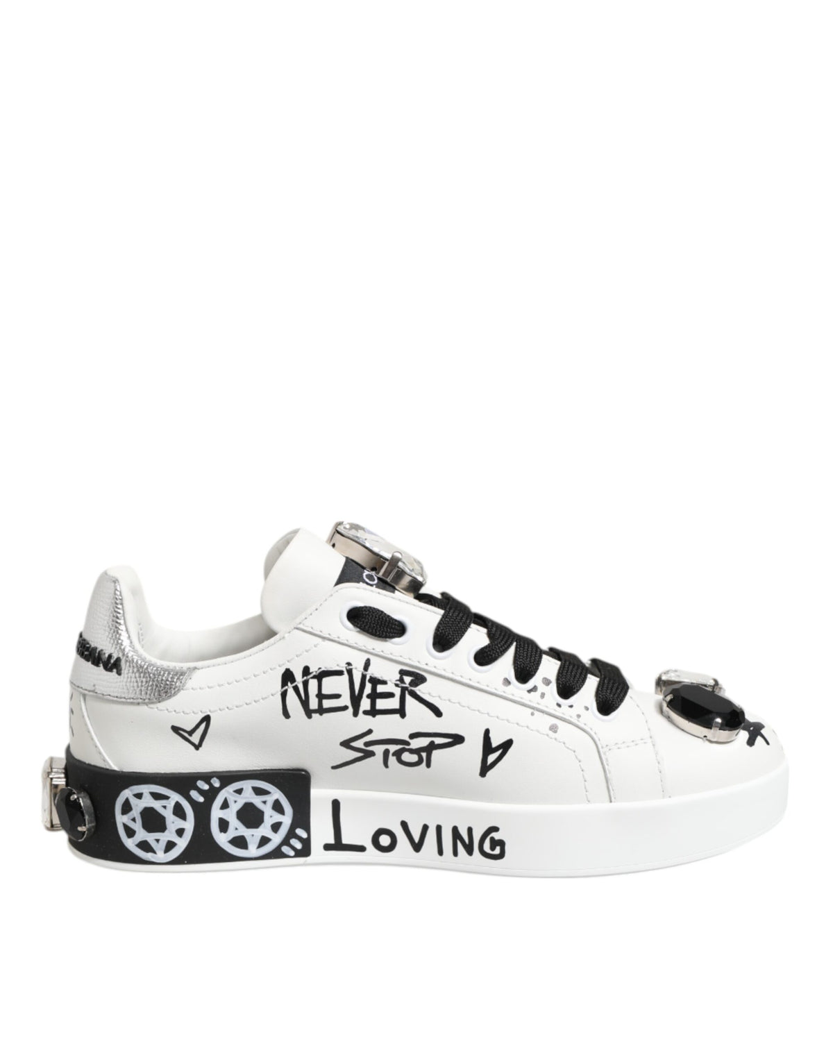 White Portofino Crystal Sneakers Shoes