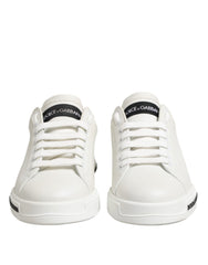 Black White Leather Portofino Sneaker Shoes