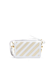 White/Gold Metallic Stripe Mini Crossbody Bag