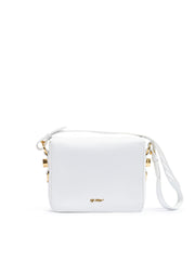 White/Gold Metallic Stripe Crossbody Bag