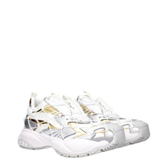 White Fabric Athletic Sneakers