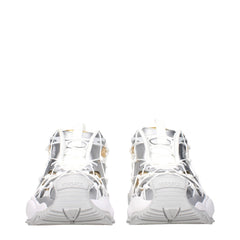 White Fabric Athletic Sneakers