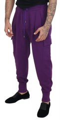 Purple Cotton Cargo Sweatpants Jogging Pants