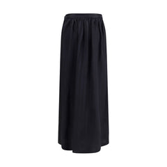 Black Fleece Wool Long Skirt