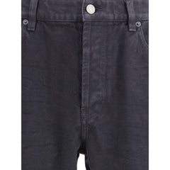 Black Cotton Straight-Leg Jeans