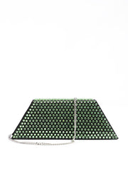Mini Black Satin And Green Crystals Shoulder Bag