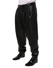 Black Lamb Leather Trousers Men Pants