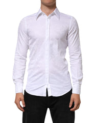 White Cotton MARTINI Paisley Jacquard Shirt