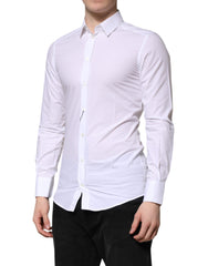 White Cotton GOLD Long Sleeves Dress Shirt