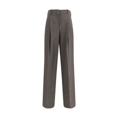 Gray Elastane Dress Pants