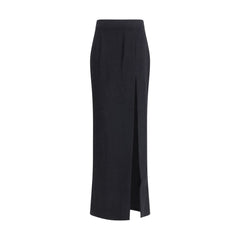 Black Fleece Wool Long Skirt