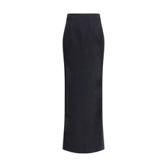 Black Fleece Wool Long Skirt