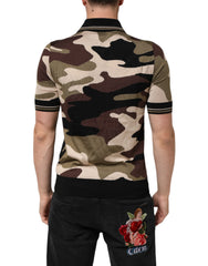 Camouflage Brown Silk MilitaryPolo T-shirt