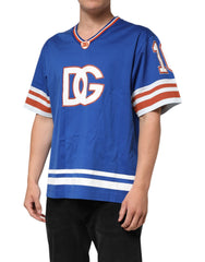 Blue Cotton DG Logo Mesh Jersey T-Shirt