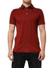 Red Cotton DG Logo Collared Men Polo T-shirt