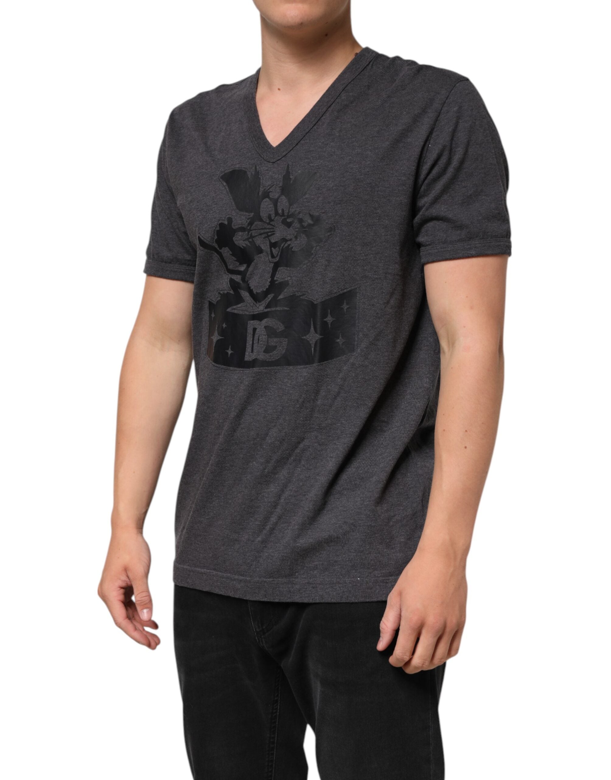Black Charcoal DG Logo V-Neck Men's T-shirt