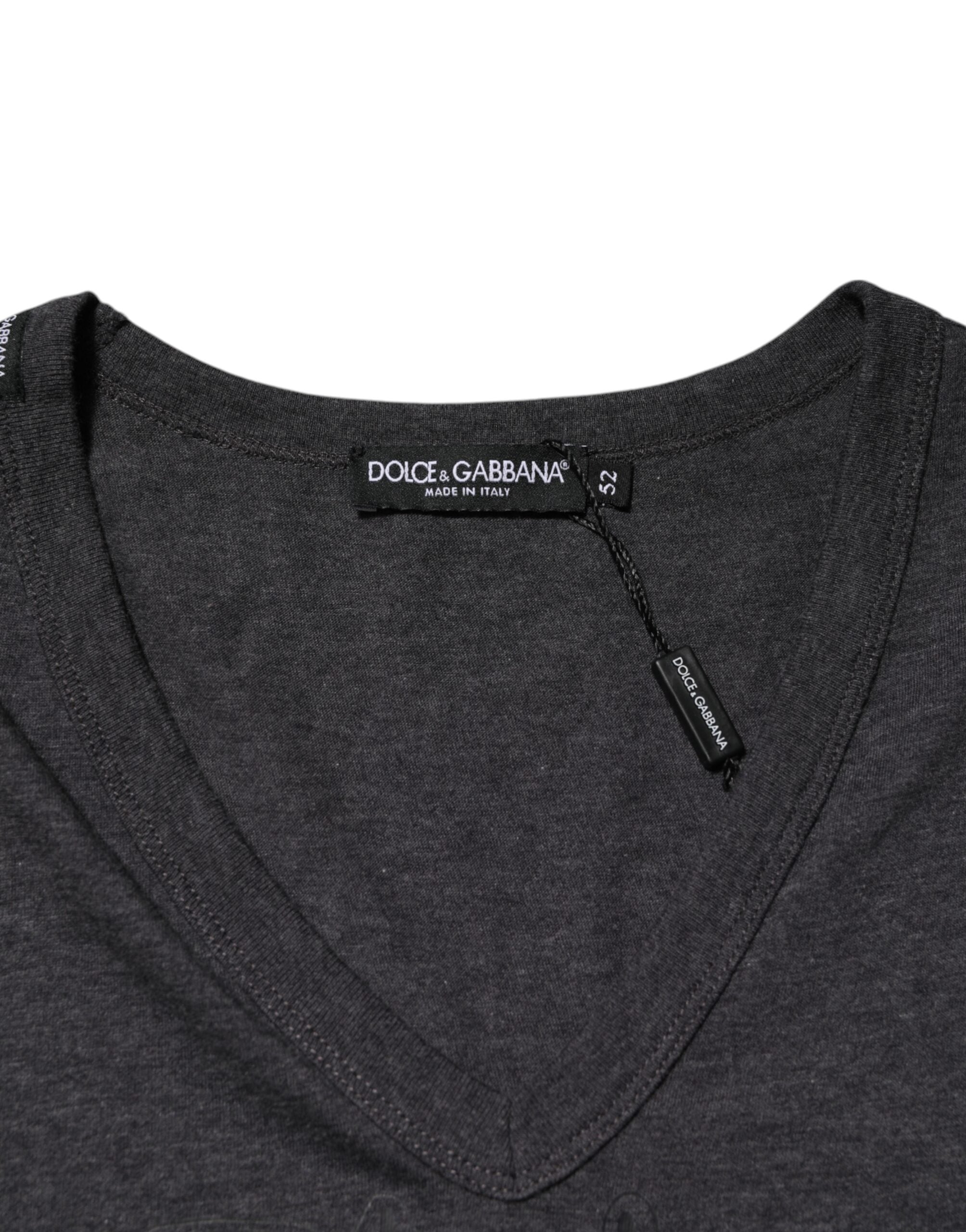Black Charcoal DG Logo V-Neck Men's T-shirt