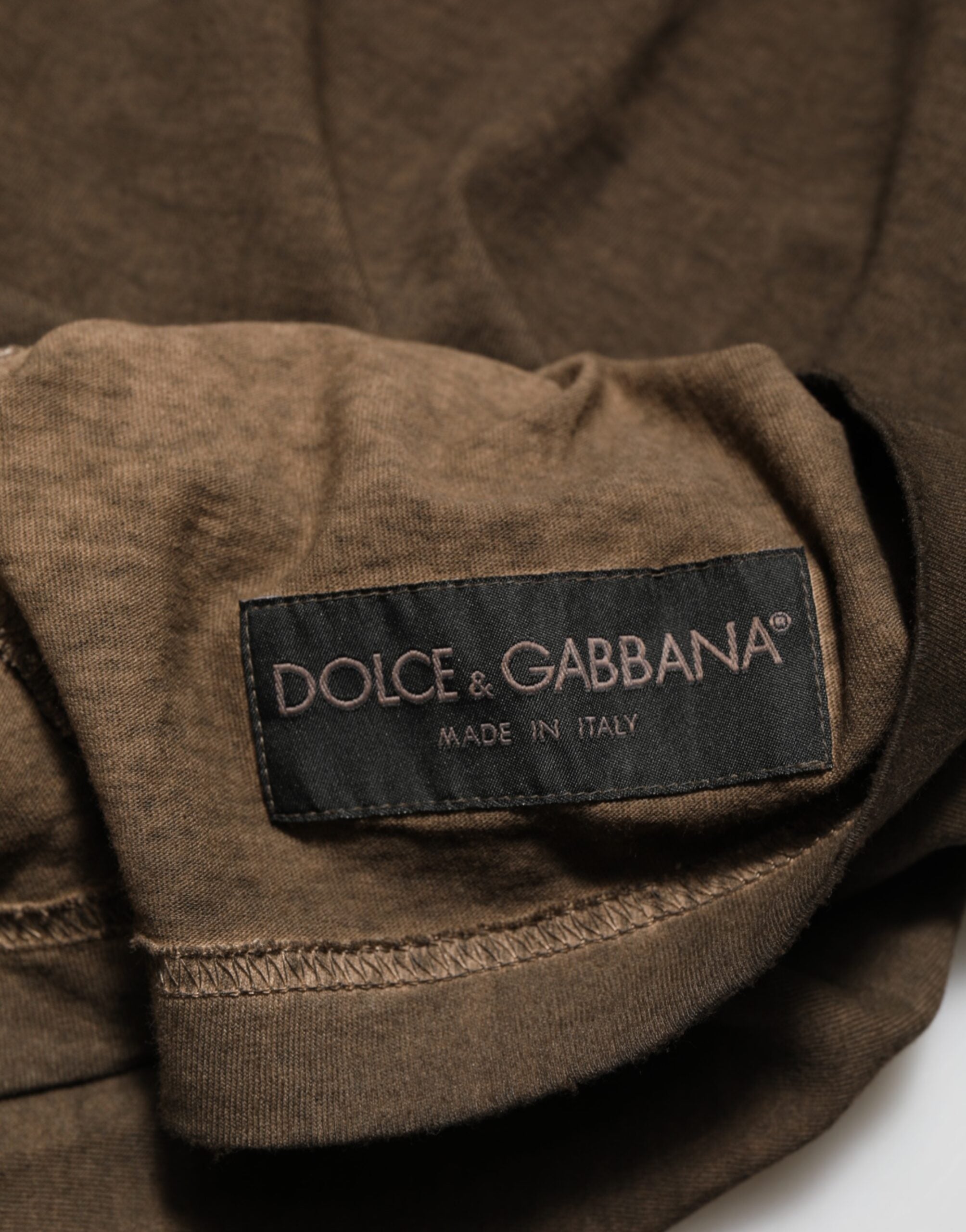 Dark Brown Cotton Tattered Logo Men's T-shirt