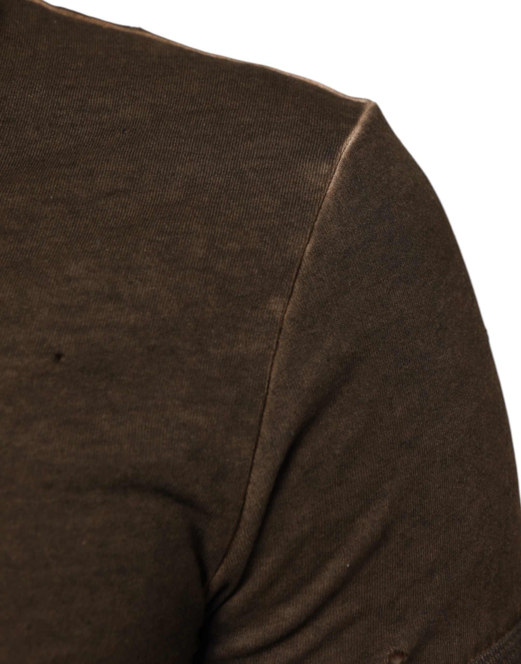 Dark Brown Cotton Tattered Logo Men's T-shirt