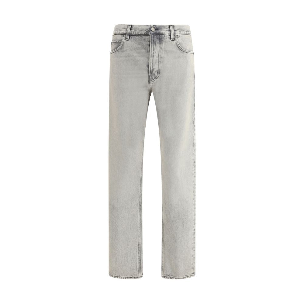 Blue Cotton Straight-Leg Jeans