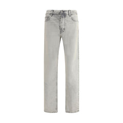 Blue Cotton Straight-Leg Jeans