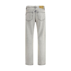Blue Cotton Straight-Leg Jeans
